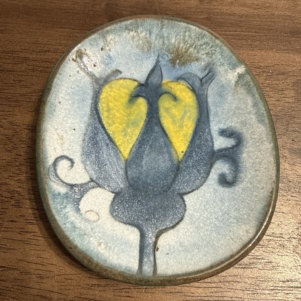Vintage Audrey Durnan Art Pottery Small Trinket Platter Dish Stamped And Signed